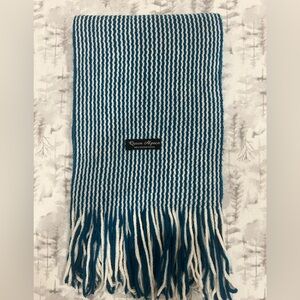 Queen Alpaca Chic blue and white Striped Scarf-Made in Peru